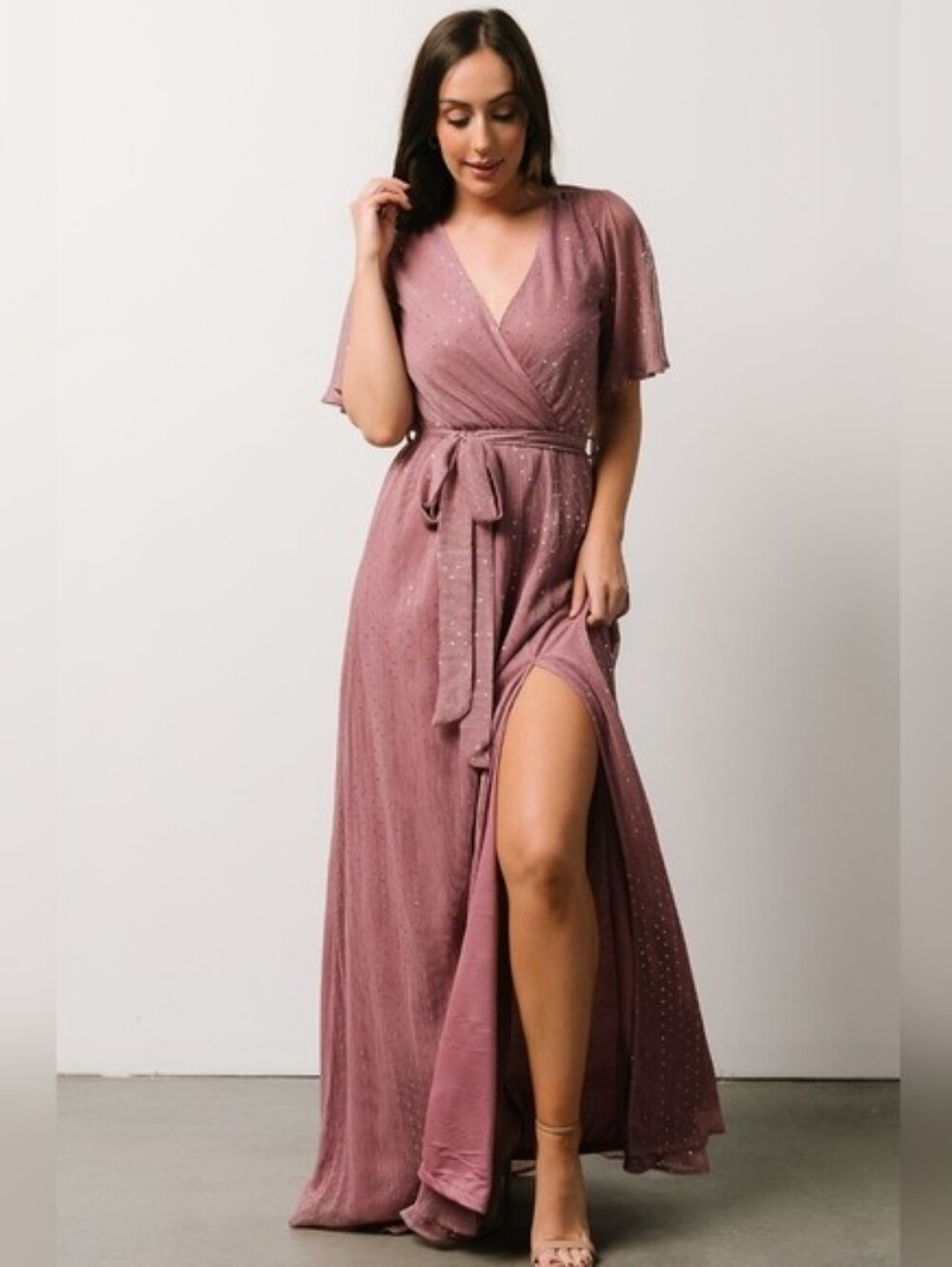 Baltic Born | Grace Sparkle Gown In Mauve Size XS